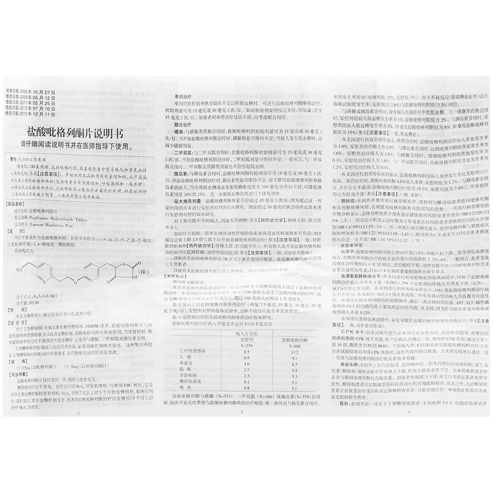 盐酸吡格列酮片(瑞彤）
