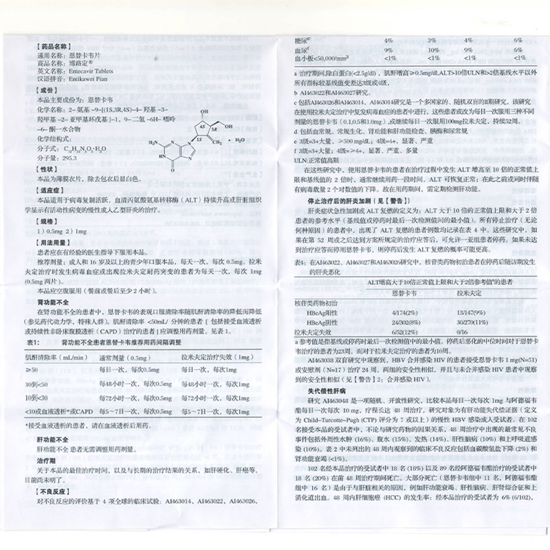 恩替卡韦片(博路定)