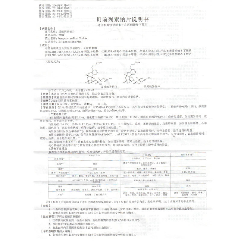 贝前列素钠片(德纳)